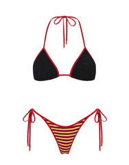 VINCA - SANGRIA CROCHET STRIPE Triangle Bikini Set