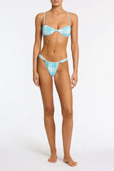 STELL - BLUE BLOSS CHECK Scoop Bikini Set
