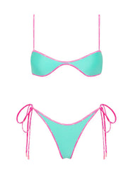 ESTE - TURQUOISE Neoprene Scoop Crop Bikini Set
