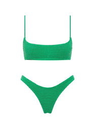 MICA - HUBE Green Terry Towelling Crop Bikini Set