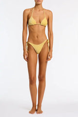 VINCA - MACA Yellow Velvet Triangle Bikini Set