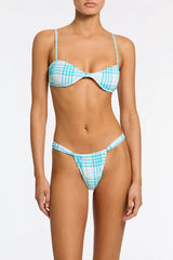 STELL - BLUE BLOSS CHECK Scoop Bikini Set