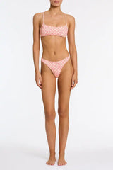 MICA - PORTE Pink Geometric Crop Bikini Set