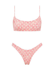MICA - PORTE Pink Geometric Crop Bikini Set