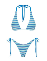 DARA - HORIZON BLUE Stripe Triangle Bikini Set
