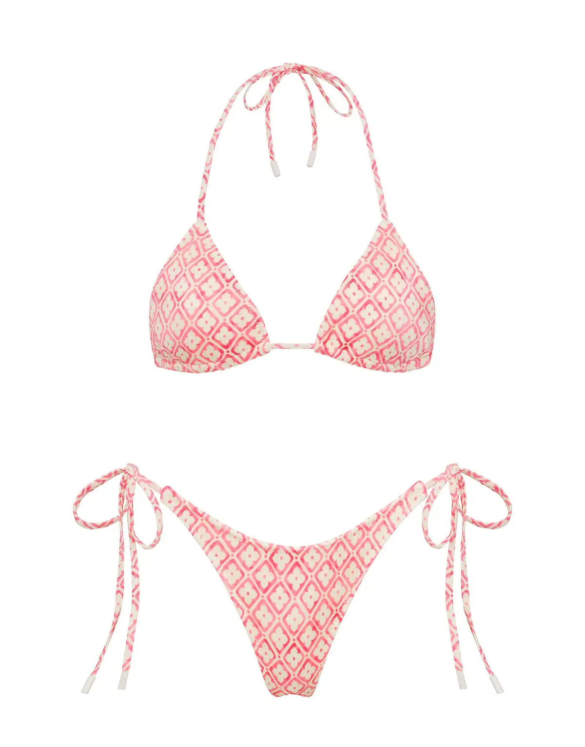VINCA - PORTE Pink Geometric Triangle Bikini Set