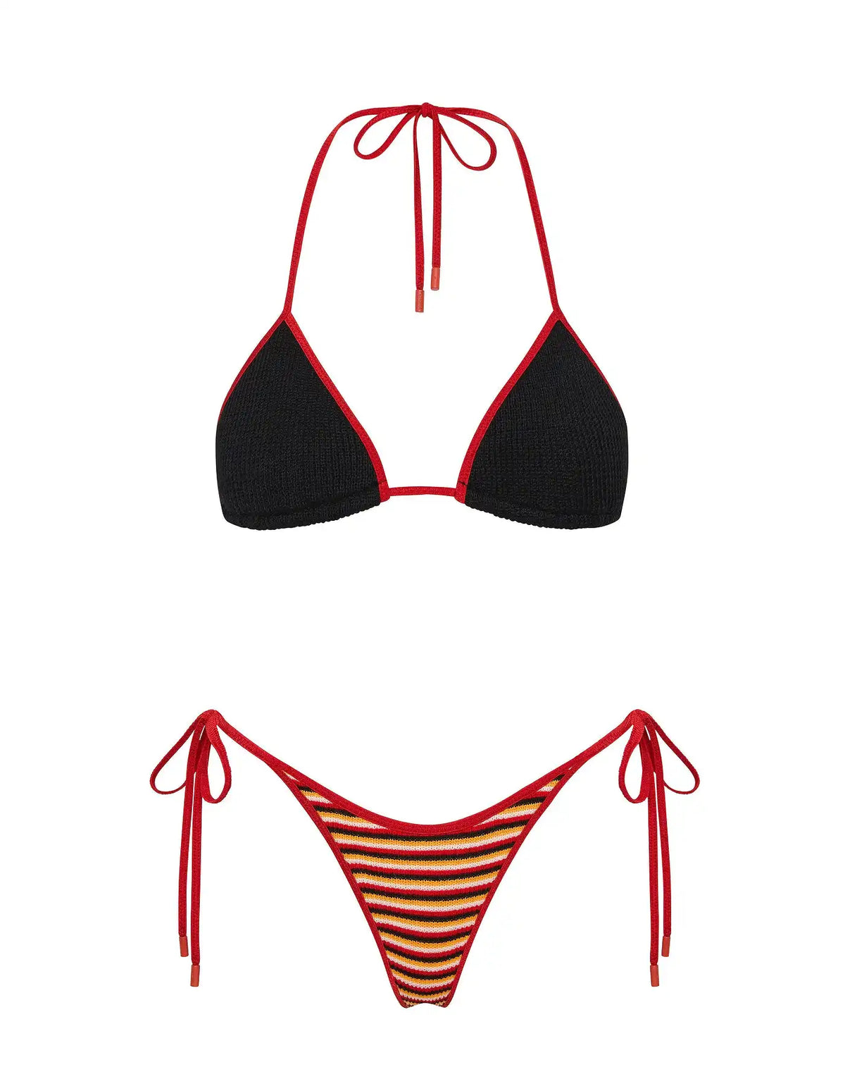 VINCA - SANGRIA CROCHET STRIPE Triangle Bikini Set