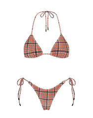 VINCA - JAM VELVET CHECK Triangle Bikini Set