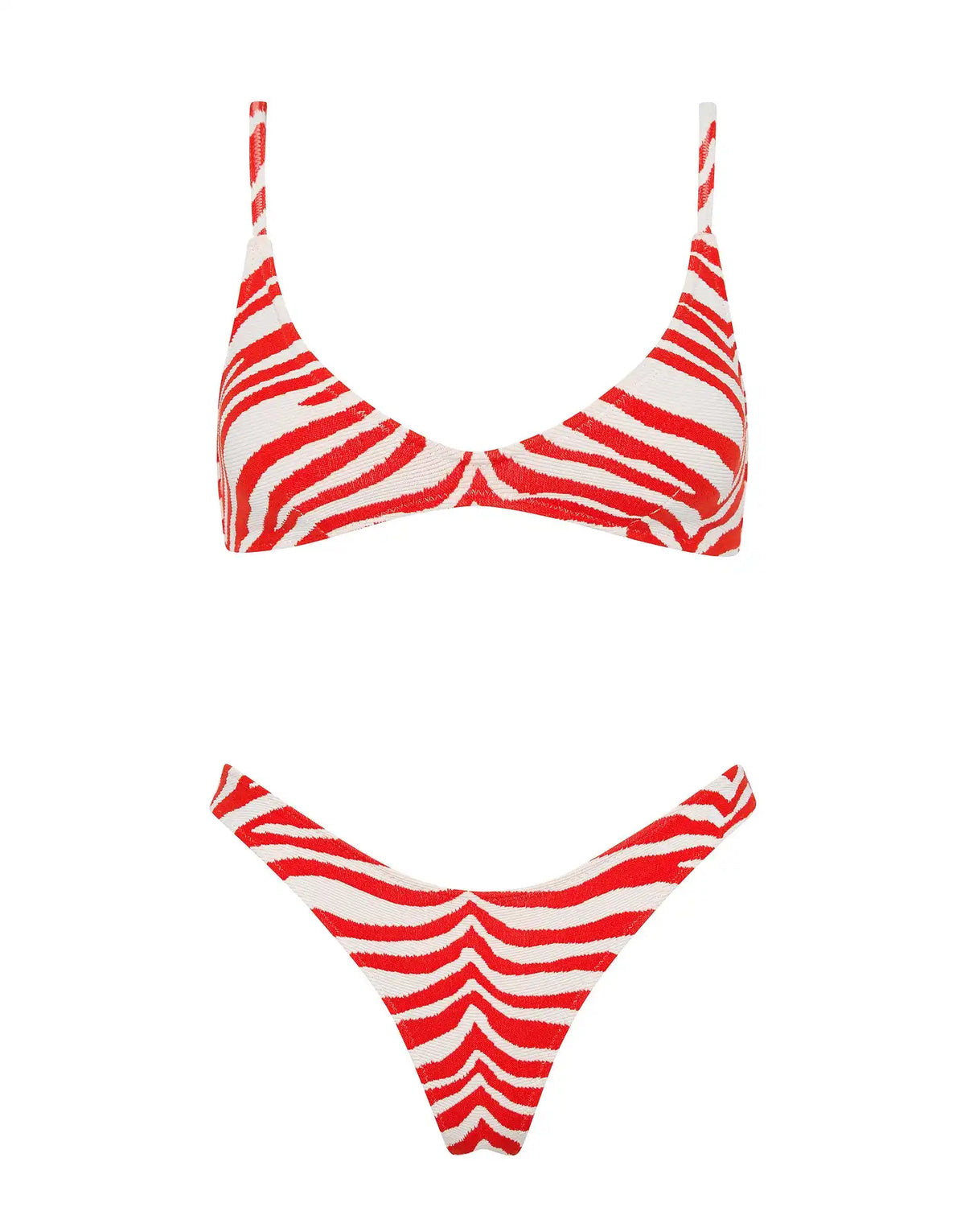 MAIA - CHERRY ZEBRA SPLASH Crop Bikini Set