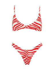 MAIA - CHERRY ZEBRA SPLASH Crop Bikini Set