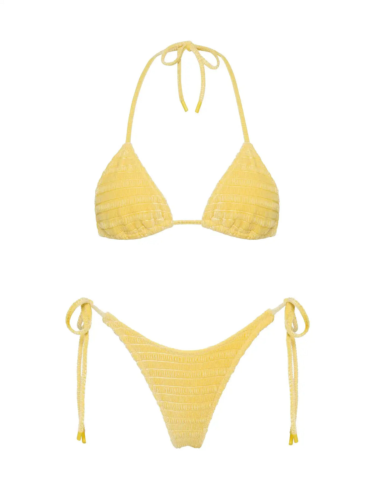 VINCA - MACA Yellow Velvet Triangle Bikini Set