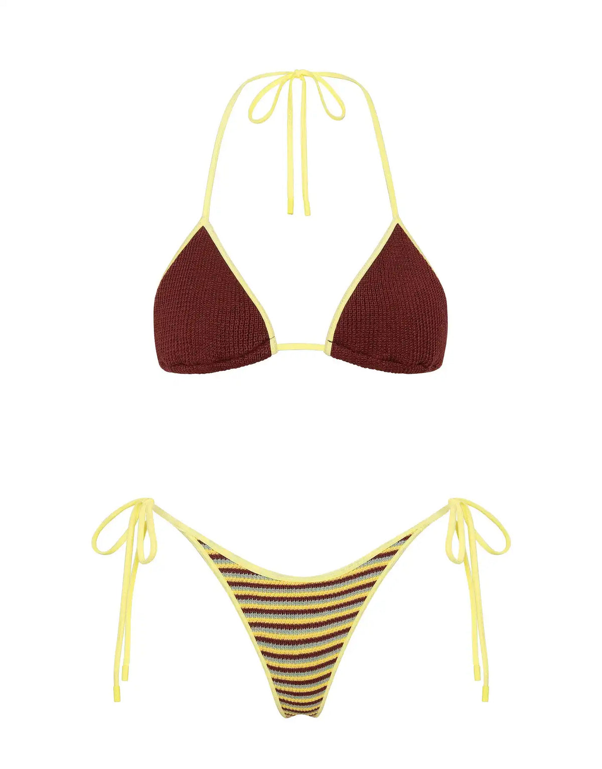 VINCA - BUTTER CROCHET STRIPE Triangle Bikini Set