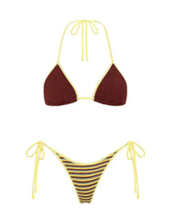 VINCA - BUTTER CROCHET STRIPE Triangle Bikini Set