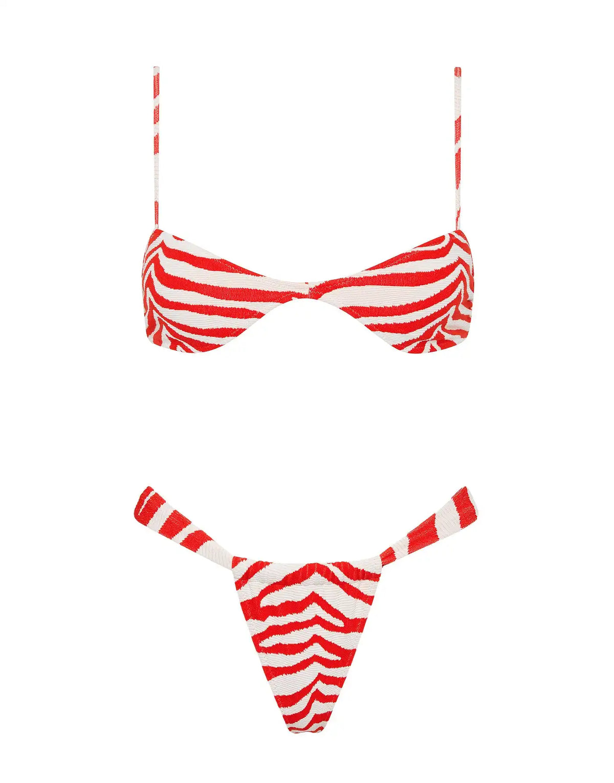 ESTE - CHERRY ZEBRA SPLASH Scoop Crop Bikini Set
