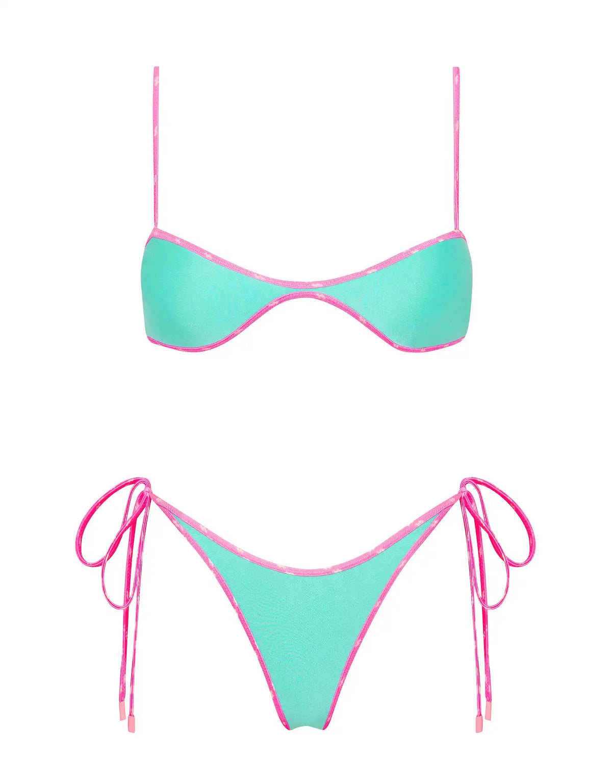 ESTE - TURQUOISE Neoprene Scoop Crop Bikini Set