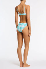 MICA - BLUE BLOSS CHECK Crop Bikini Set