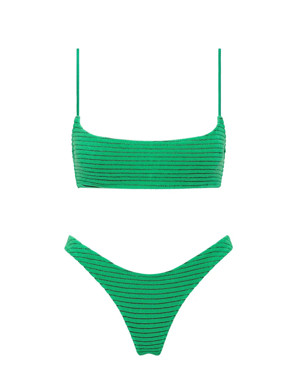 MICA - HUBE Green Terry Towelling Crop Bikini Set