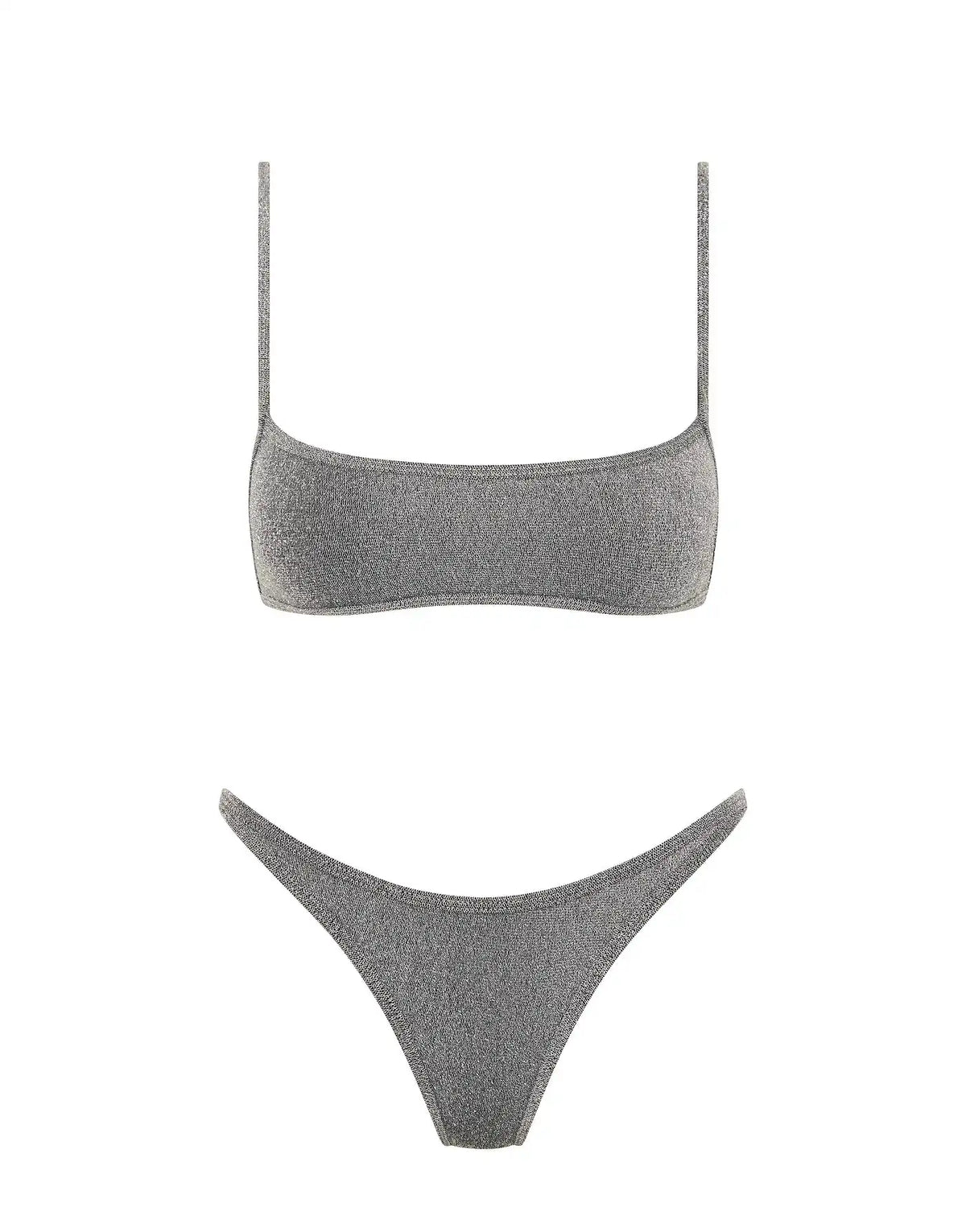 MIMA - SILVER SPARKLE Crop Bikini Set