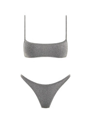 MIMA - SILVER SPARKLE Crop Bikini Set