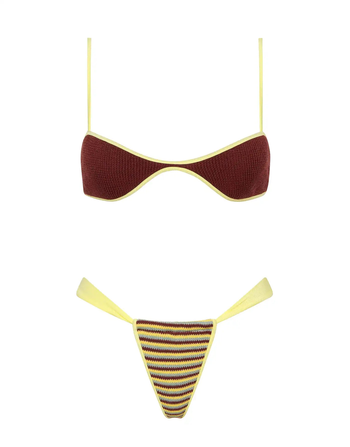ESTE - BUTTER CROCHET STRIPE Crop Bikini Set