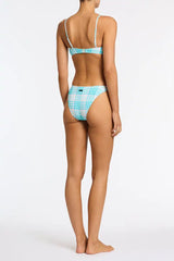 MICA - BLUE BLOSS CHECK Crop Bikini Set