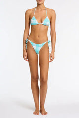 VINCA - BLUE BLOSS CHECK Triangle Bikini Set