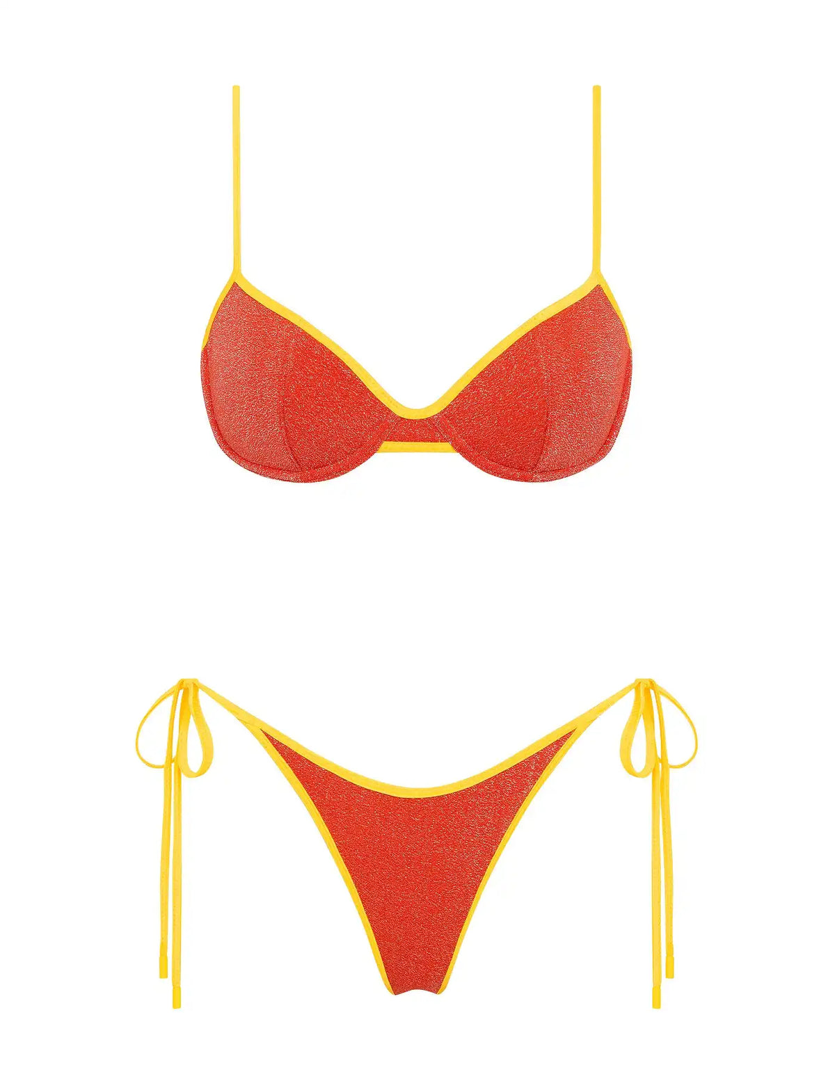 JARA - RUBY RED SPARKLE Balconette Bikini Set
