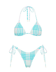 VINCA - BLUE BLOSS CHECK Triangle Bikini Set
