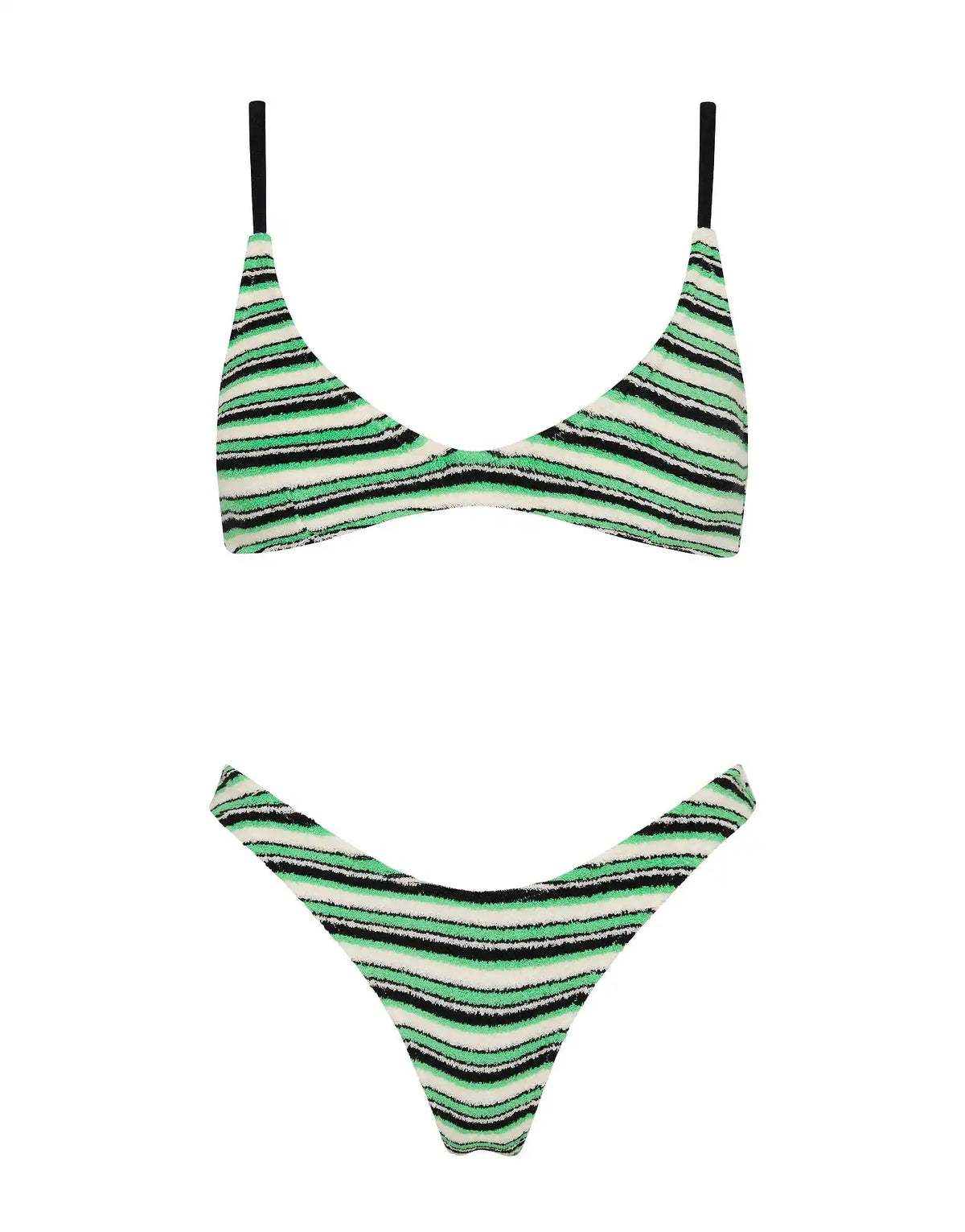 MAIA - MINT SLICE STRIPE Terry Towelling Crop Bikini Set