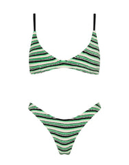 MAIA - MINT SLICE STRIPE Terry Towelling Crop Bikini Set
