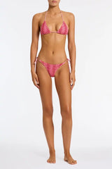 VINCA - ALINA Pink Crochet Triangle Bikini Set