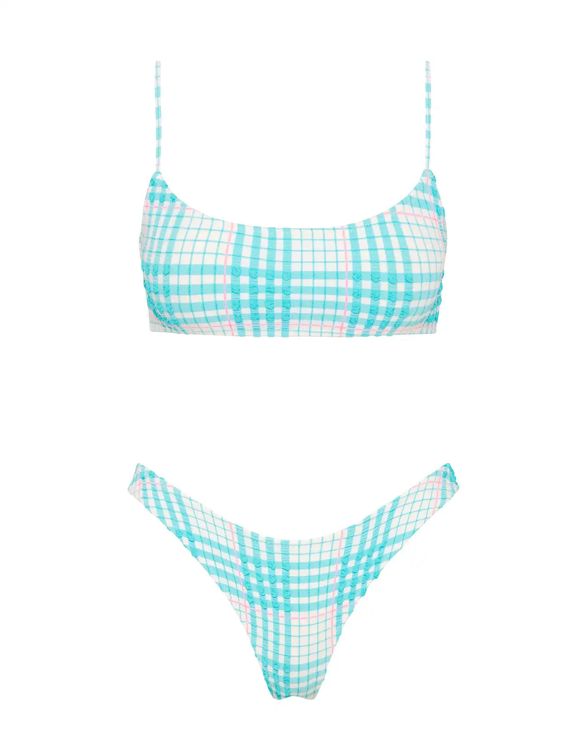 MICA - BLUE BLOSS CHECK Crop Bikini Set