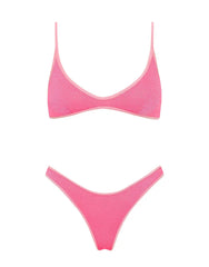 MAIA - PINK PUNCH SPARKLE Crop Bikini Set