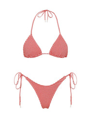 VINCA - PRON Red Gingham Triangle Bikini Set