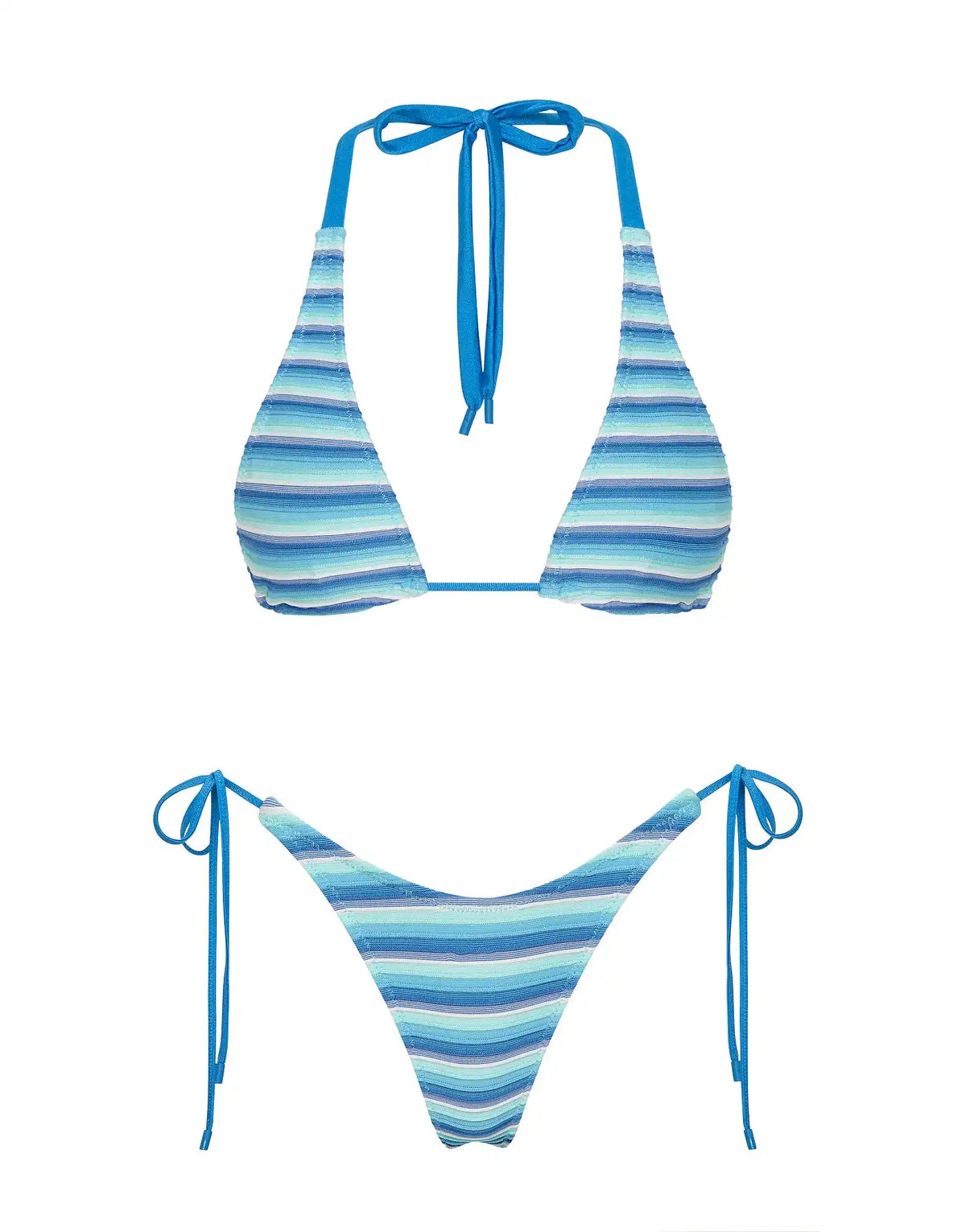 DARA - HORIZON BLUE Stripe Triangle Bikini Set